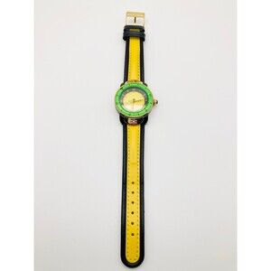 Swiss Hawaiian Le Hornet yellow leather wristwatch